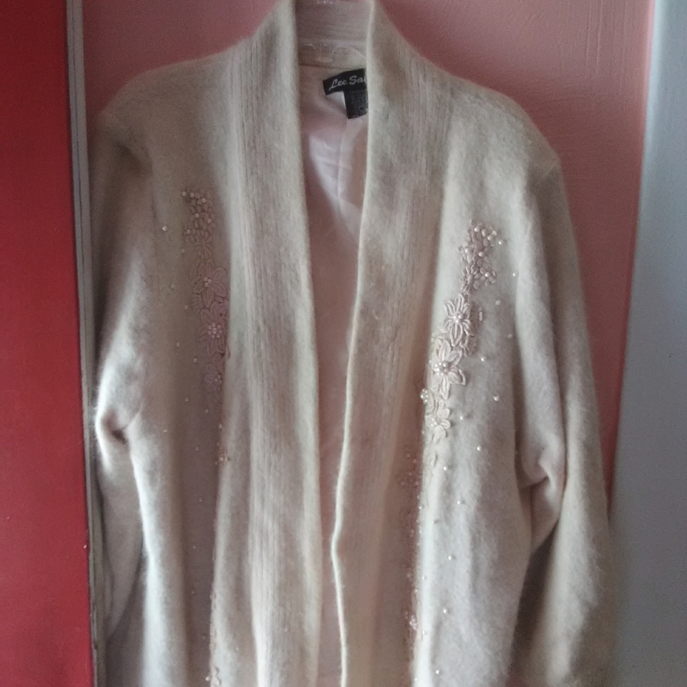 Lee Sands Angora soft wool cardigan. Warm.